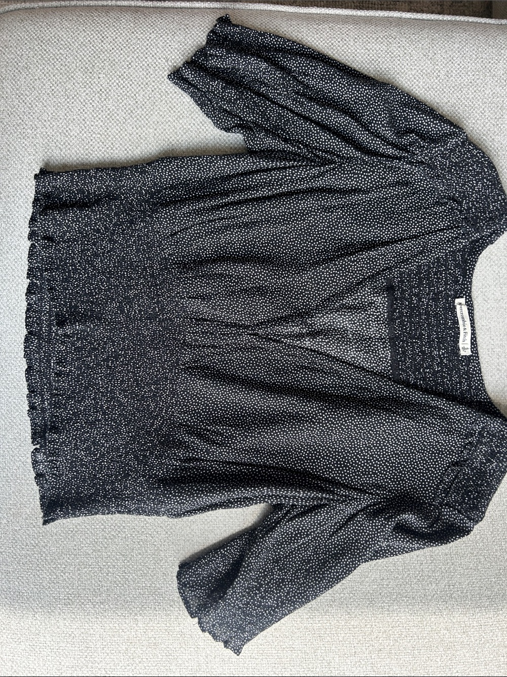 Abercrombie & Fitch Black and White Microdot Smocked Top